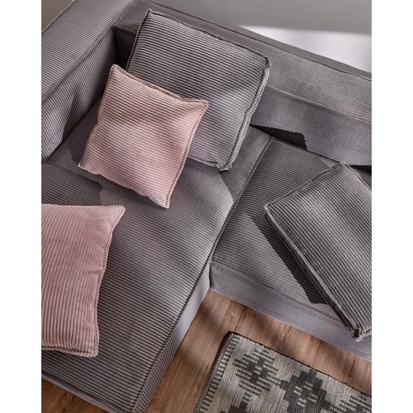 Szürke kordbársony sarokkanapé (bal oldali) Blok – Kave Home-image-4