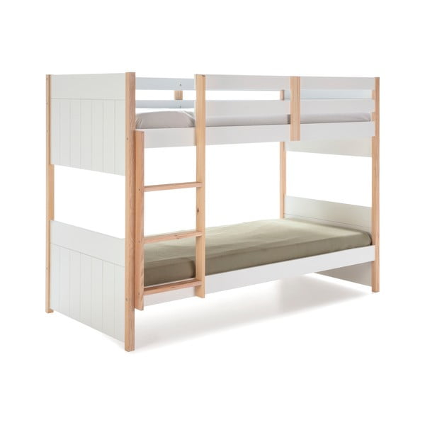 Fehér emeletes borovi fenyő gyerekágy 90x190 cm Kiara – Marckeric-image-4