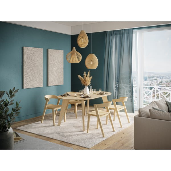 Natúr színű étkezőasztal tölgyfa dekoros asztallappal 100x180 cm Lago – TemaHome-image-1