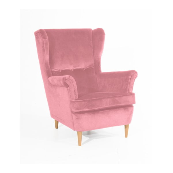 Clint Suede rózsaszín fotel világosbarna lábakkal - Max Winzer