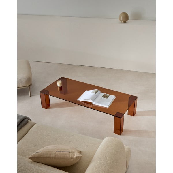 Barna üveg dohányzóasztal 60x140 cm Adularia – Kave Home-image-1