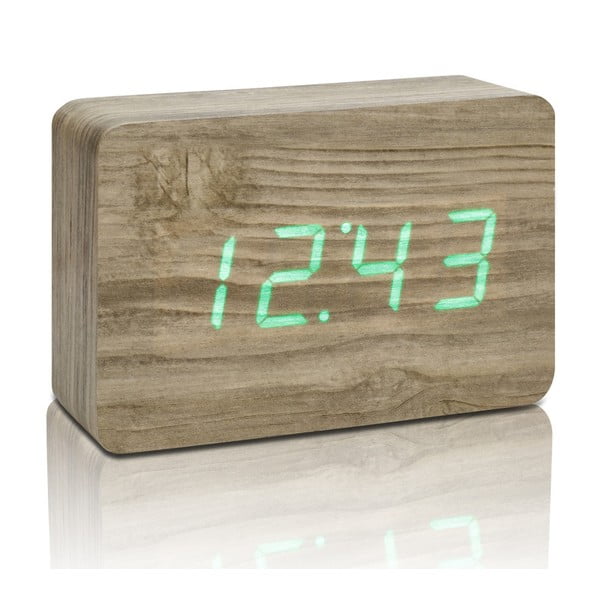 Brick Click Clock barna ébresztőóra zöld LED kijelzővel - Gingko