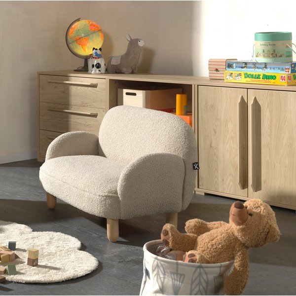 Bézs buklé gyerek kanapé 89 cm Rocky – Vipack-image-1