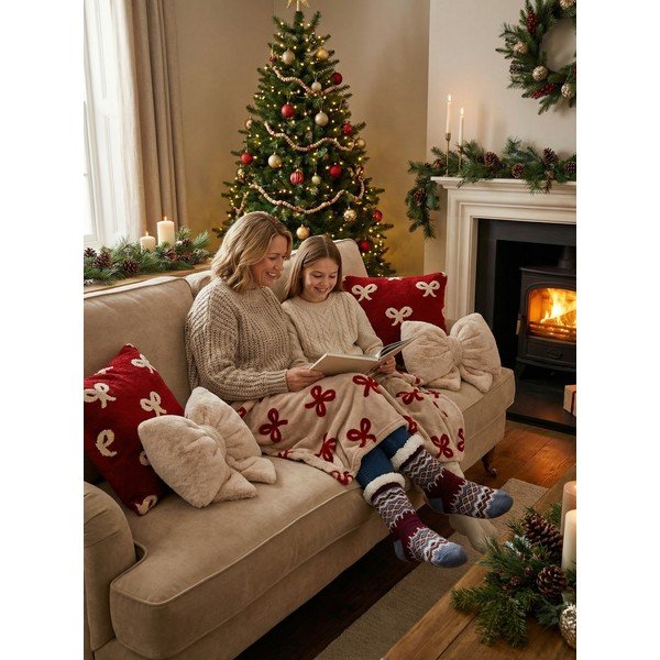 Mikroplüss díszpárna karácsonyi mintával 30x50 cm XMAS – Tiseco Home Studio-image-1