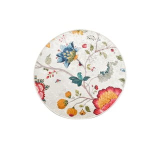 Szürke bársony fürdőszobai kilépő ø 140 cm Vintage Flower – Foutastic