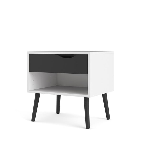 Oslo fekete-fehér éjjeliszekrény - Tvilum-image-3