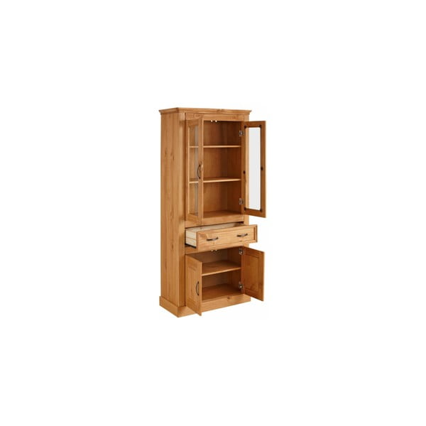 Suzie barna négyajtós tömör borovi fenyőfa vitrin - Støraa-image-1