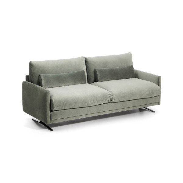 Zöld bársony kanapé 210 cm Veliro – Kave Home-image-2