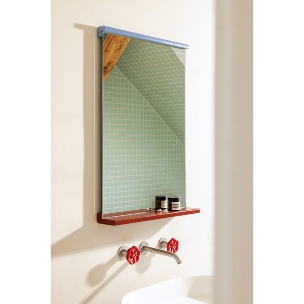 Fali tükör polccal tömörfa kerettel 50x75 cm Lun – noo.ma-image-1