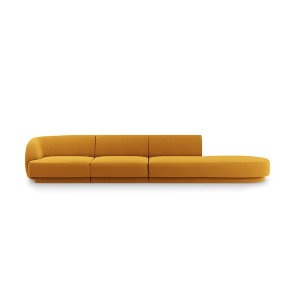 Mustársárga bársony kanapé 302 cm Miley – Micadoni Home
