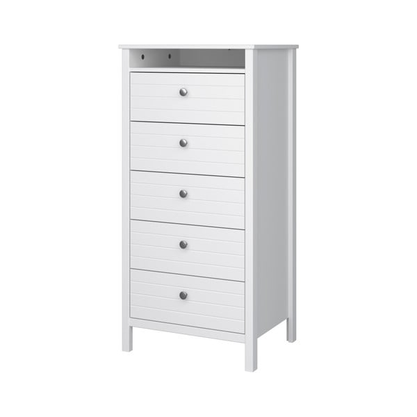 New York fehér keskeny komód 5 fiókkal, magassg 120 cm - Steens-image-2