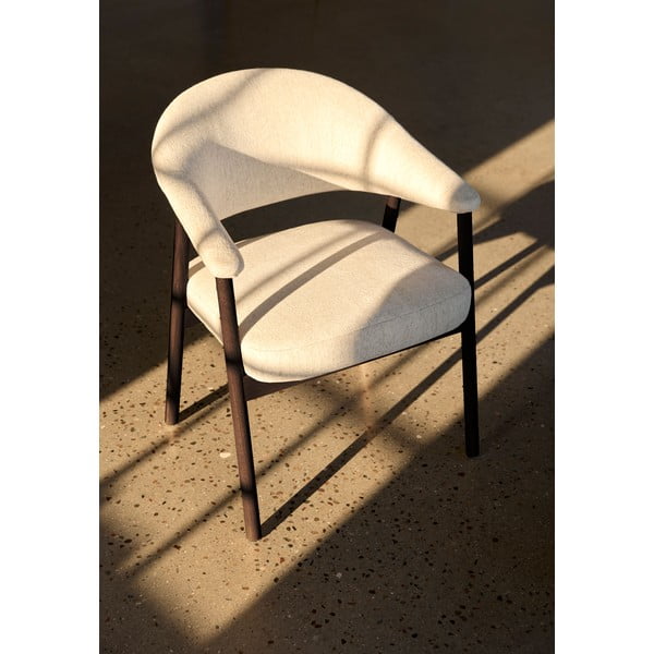 Krémszínű tölgyfa karfás étkezőfotel szett 2 db-os Elk – Unique Furniture-image-2