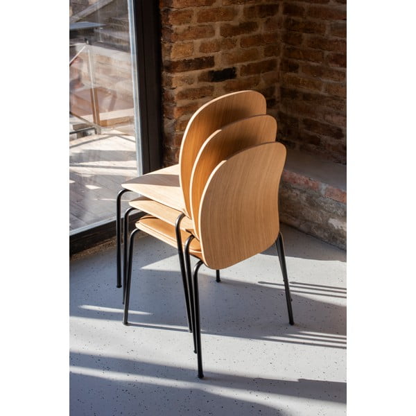 Natúr színű rakásolható étkezőszék szett 2 db-os tölgyfa dekorral Book – Gazzda-image-1