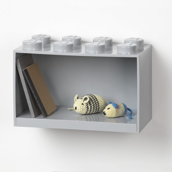 Brick 8 gyerek szürke fali polc - LEGO®