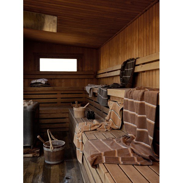 Barna-bézs pamut fürdőlepedő 70x140 cm Sauna – Zone-image-1