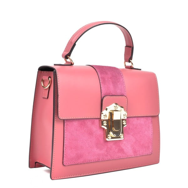 Rózsaszín bőr kézitáska, 22 x 27 cm - Isabella Rhea-image-2