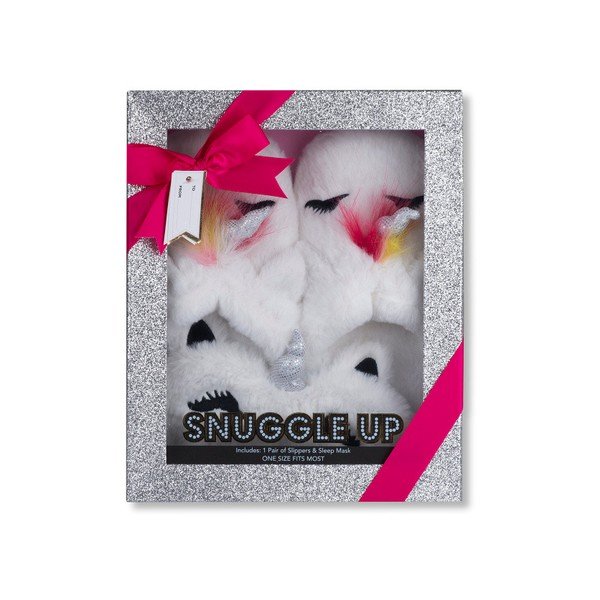 Unicorn szőrös papucs és alvómaszk szett - Tri-Coastal Design-image-1