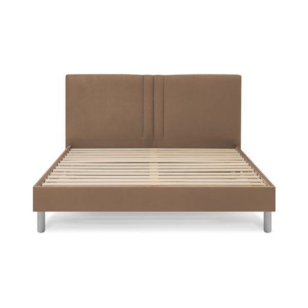 Világosbarna kárpitozott franciaágy ágyráccsal 180x200 cm Kerry – Bobochic Paris-image-2