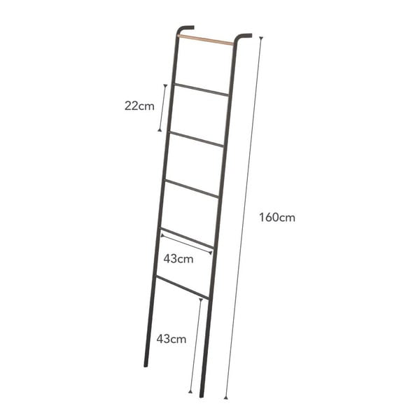 Tower Ladder fekete dekoratív létra bükkfa részletekkel - YAMAZAKI-image-4