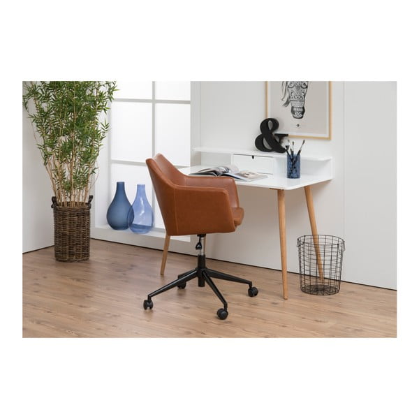 Nora barna gurulós műbőr irodai szék - Actona-image-4