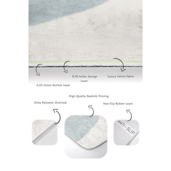 Szürke-krémszínű bársony fürdőszobai kilépő szett 2 db-os 60x100 cm Abstract Shapes – Mila Home-image-3