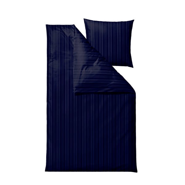 Sötétkék egyszemélyes hosszabbított damaszt ágyneműhuzat 140x220 cm Noble – Södahl