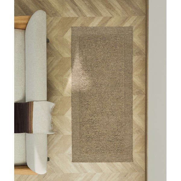 Bézs kézi szövésű gyapjú futószőnyeg 80x200 cm Marely – Kave Home-image-1