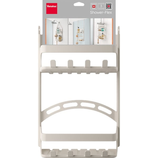 Szürke függő műanyag fürdőszobai polc – Metaltex-image-3