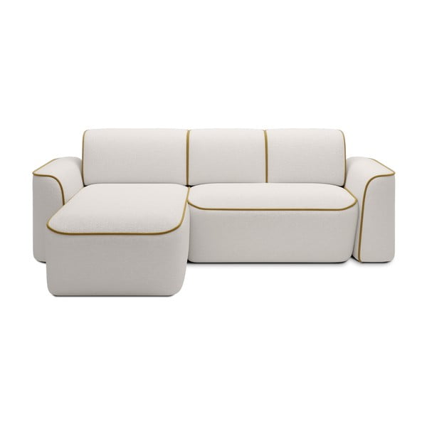 Sárga-krémszínű buklé sarokkanapé (bal oldali-heverő résszel) Ume – ELTAP