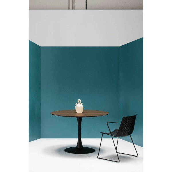 Oda kerek étkezőasztal diófamintás asztallappal, ⌀ 110 cm - Marckeric-image-2