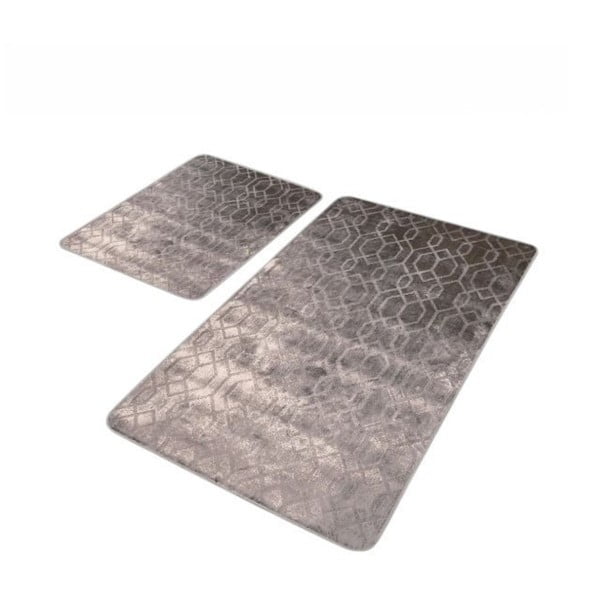 Szürke bársony fürdőszobai kilépő szett 2 db-os 60x100 cm – Mila Home