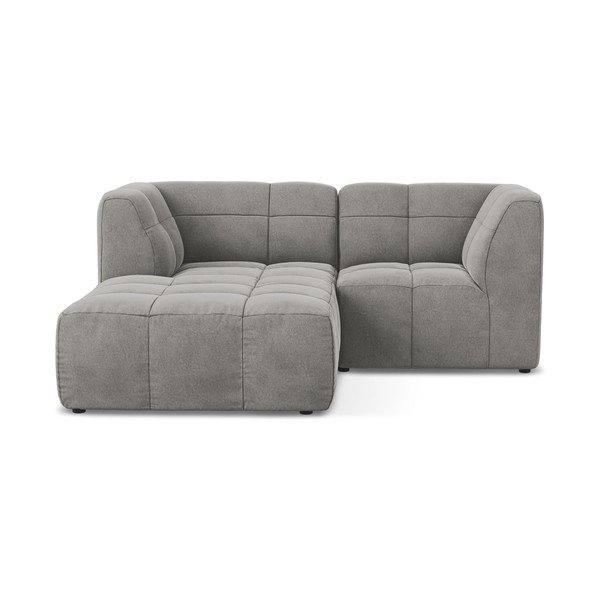 Szürke bársony sarokkanapé (bal oldali-heverő résszel) Aloha – Makamii