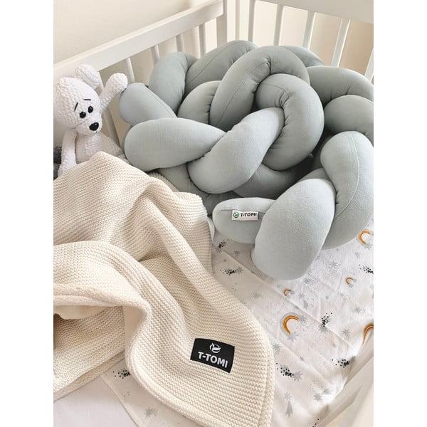 Szürke pamut fonott rácsvédő kiságyba, hosszúság 180 cm - T-TOMI-image-1