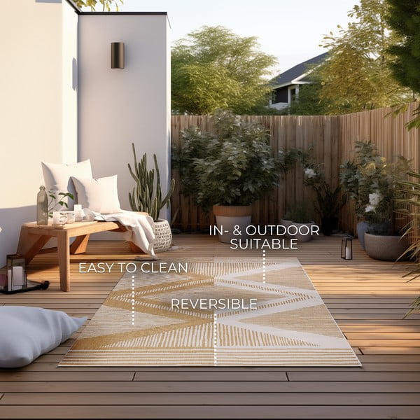 Okkersárga-krémszínű kültéri szőnyeg 160x230 cm Gemini – Elle Decoration-image-4