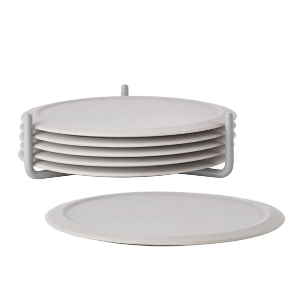 Singles 6 db világosszürke poháralátét állvánnyal - Zone-image-2