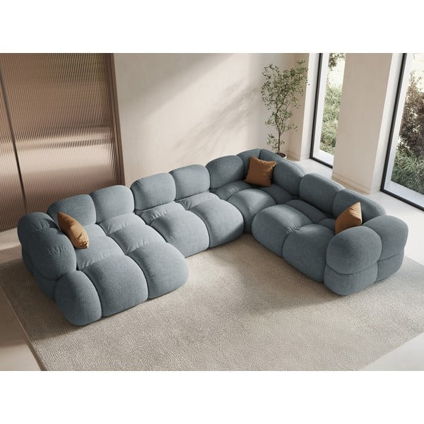 Világoskék sarokkanapé (jobb oldali-U alakú) Loretto – Cosmopolitan Design-image-1