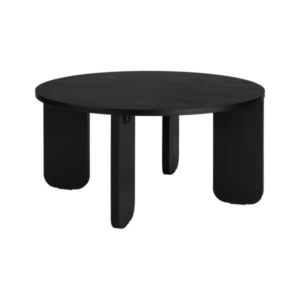 Fekete kerek dohányzóasztal tölgyfa dekoros asztallappal ø 75 cm Kuvu – noo.ma