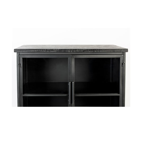 Fekete fém tálalószekrény 35x133 cm Ferre – White Label-image-1