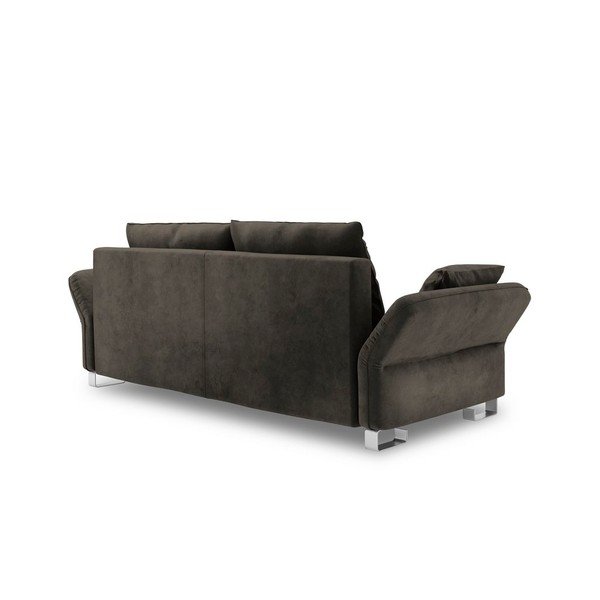 Pyxis sötétbarna háromszemélyes kinyitható kanapé bársony kárpittal - Windsor & Co Sofas-image-3
