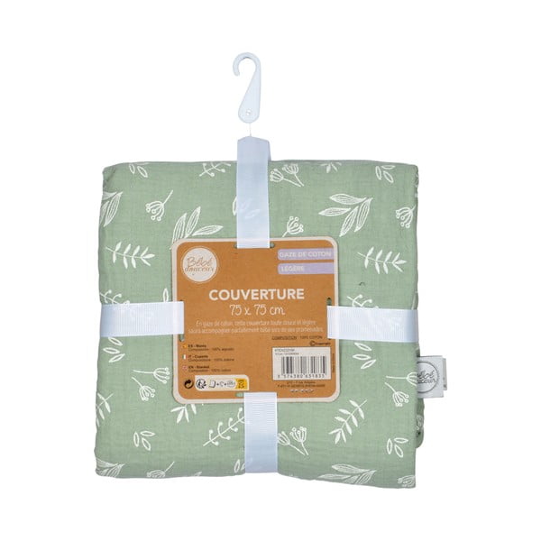 Zöld muszlin gyerek takaró 75x75 cm – Bébé Douceur-image-3