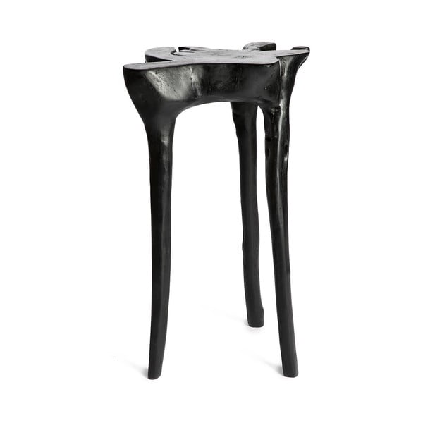 Jungle fekete teakfa dohányzóasztal, ⌀ 40 cm - Simla