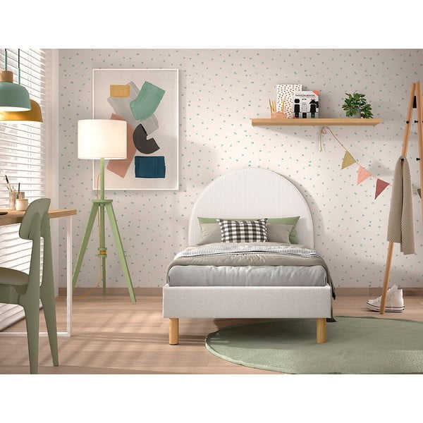 Fehér kárpitozott egyszemélyes ágy ágyráccsal 90x200 cm MOON – Vipack-image-3