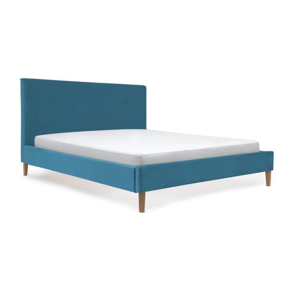 Kent kék ágy természetes lábakkal, 140 x 200 cm - Vivonita