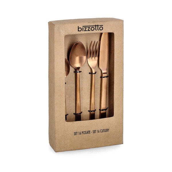 Rézszínű rozsdamentes acél négyszemélyes evőeszköz készlet 16 db-os Hestia – Bizzotto-image-1