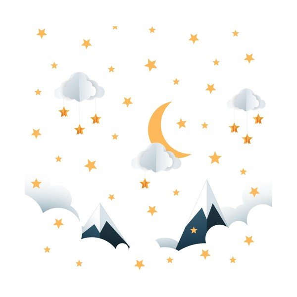 Gyerek falmatrica 90x60 cm Mountains in Stars and Clouds – Ambiance-image-2