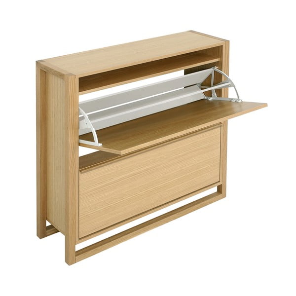 Natúr színű billenő ajtós cipőtartó tölgyfa dekorral NewEst – Woodman-image-3