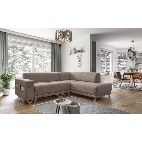 Barna kinyitható-tárolóhelyes sarokkanapé (jobb oldali-L alakú) Classy Sophie – Miuform-image-3