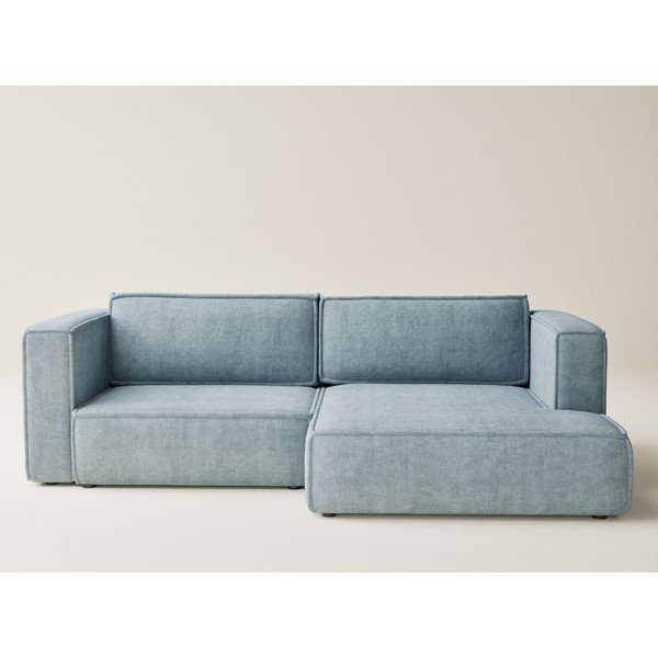 Világoskék zsenília kinyitható-tárolóhelyes sarokkanapé (jobb oldali-heverő résszel) Velto – Maison de Rêve-image-2