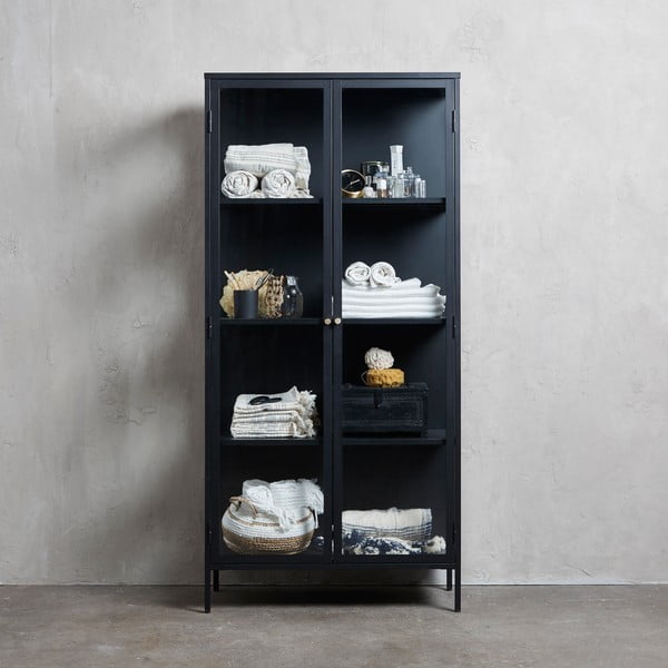 Fekete fém tálalószekrény 90x190 cm Carmel – Unique Furniture-image-4