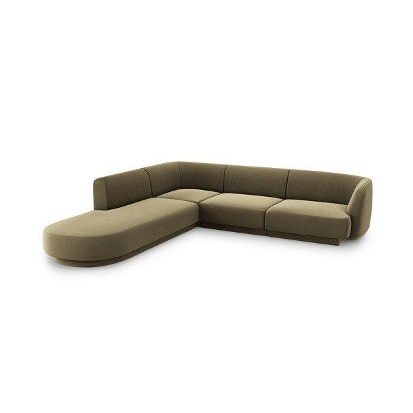 Zöld bársony sarokkanapé (bal oldali) Miley  – Micadoni Home-image-3